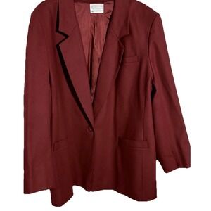 VTG Pendleton Womens 24W Wool Blazer Jacket  100% Virgin Wool Red Academia